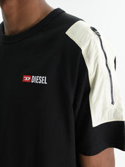 Diesel Crew Tee Fausty Double Sleeve Zip Black