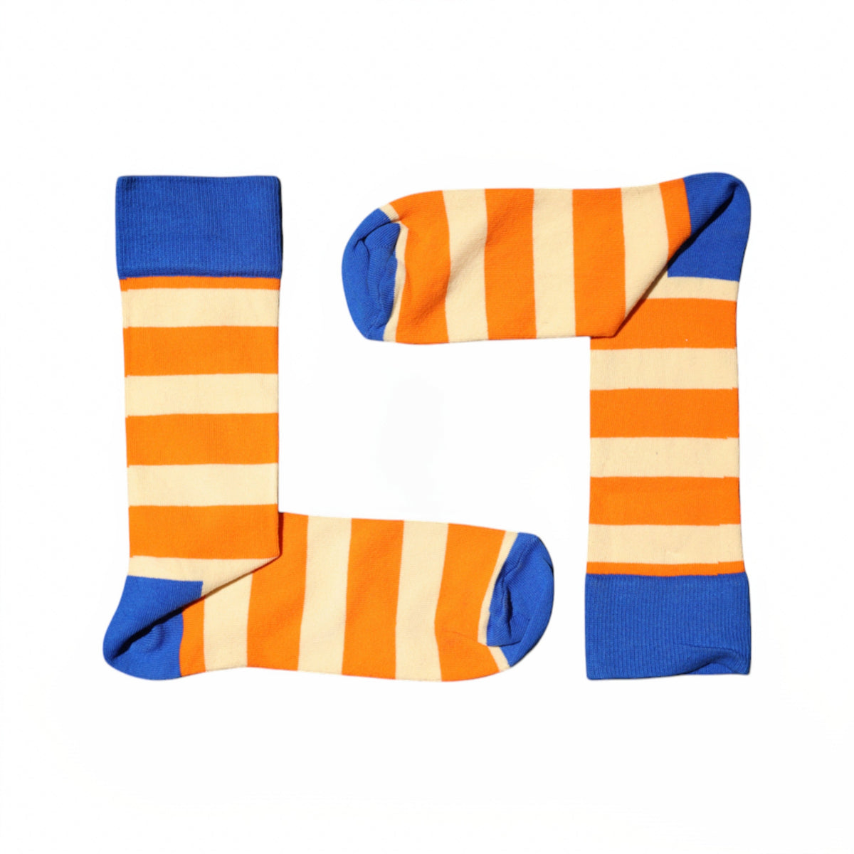 Happy Sock Stripes White Orange
