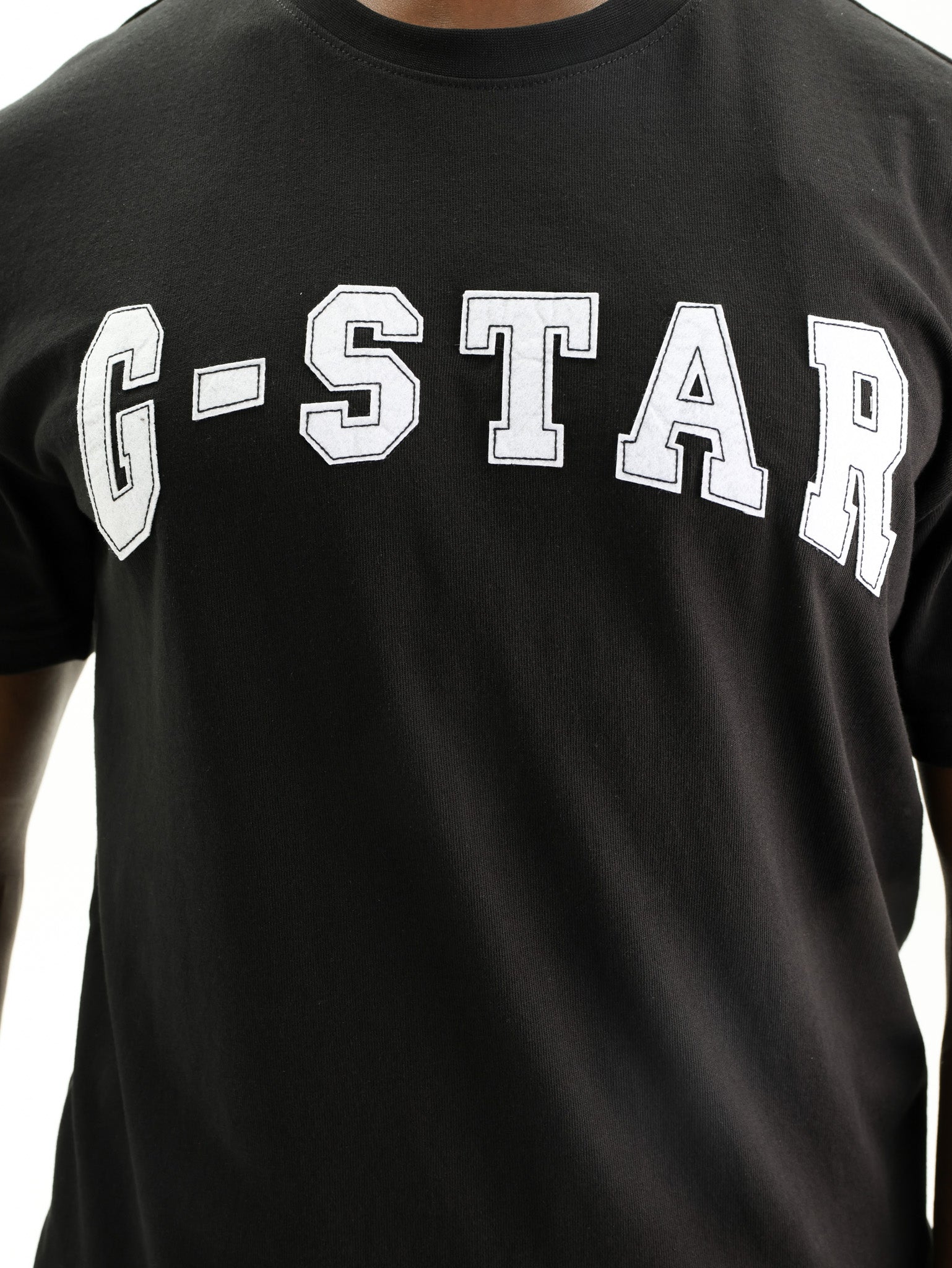 G-STAR T-SHIRT FELT LOGO DARK BLACK