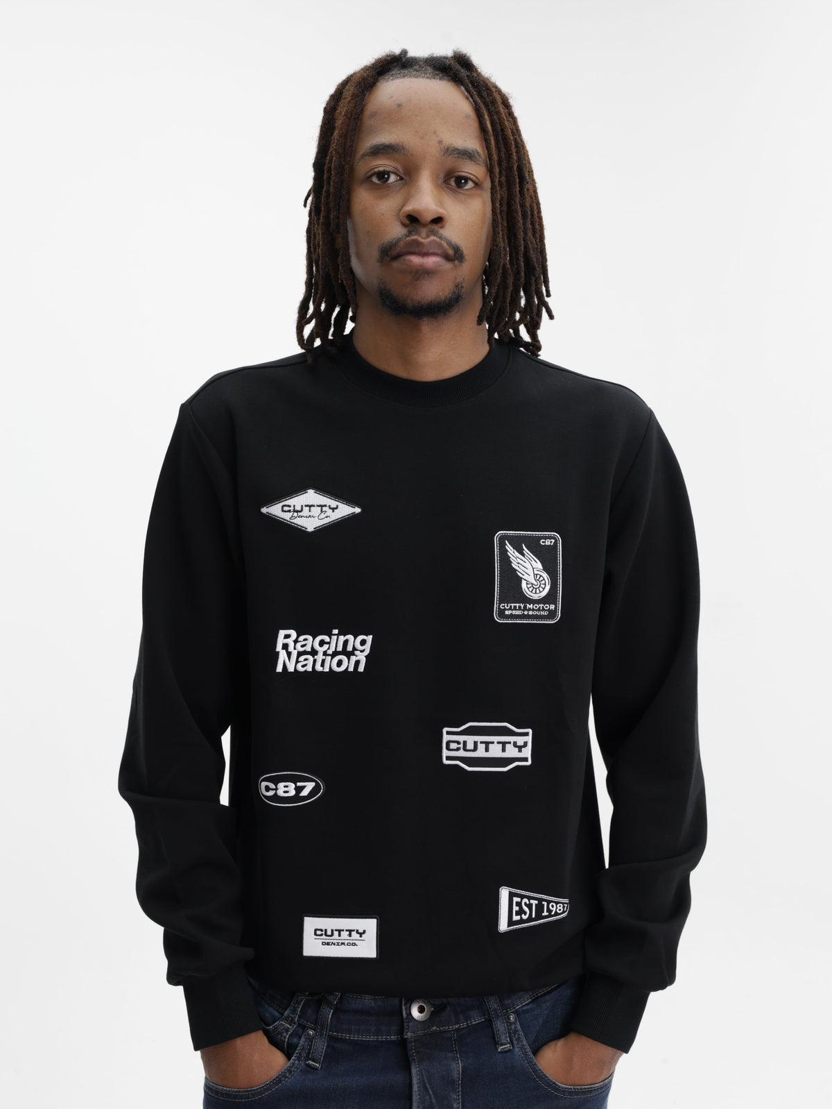 Cutty Sweater Scattered Print Black