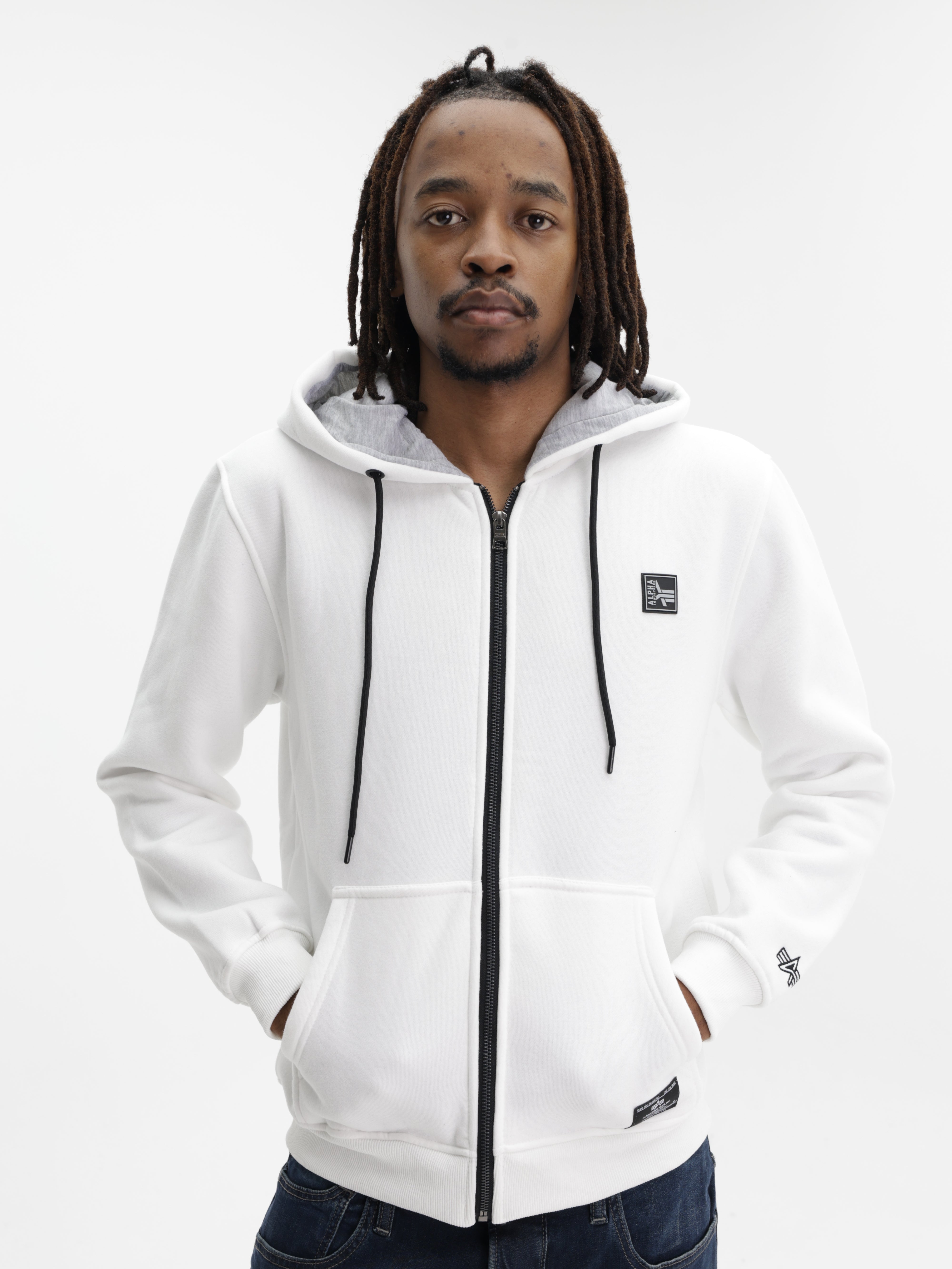 Alpha Hoodie Zip Up White
