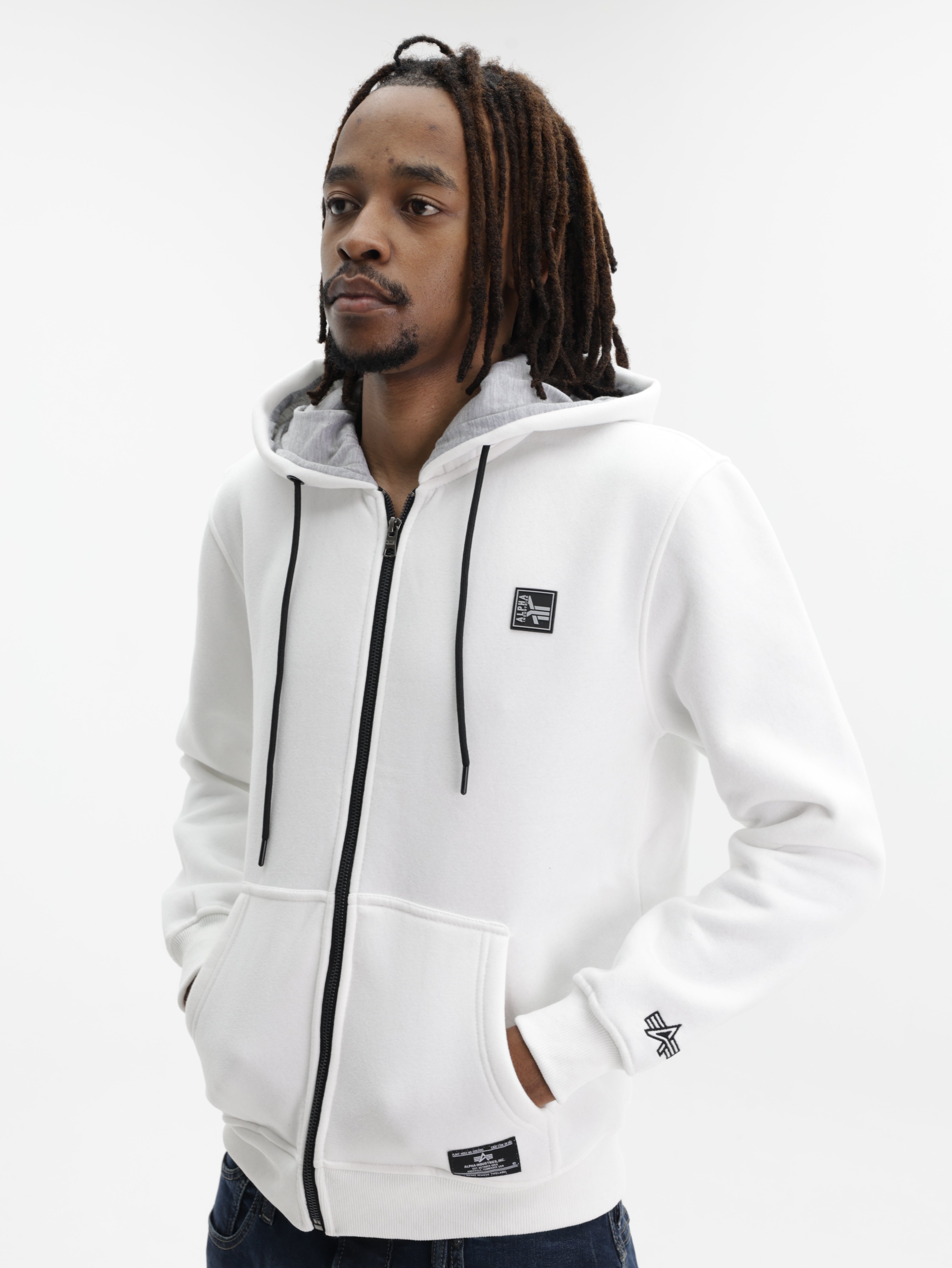 Alpha Hoodie Zip Up White