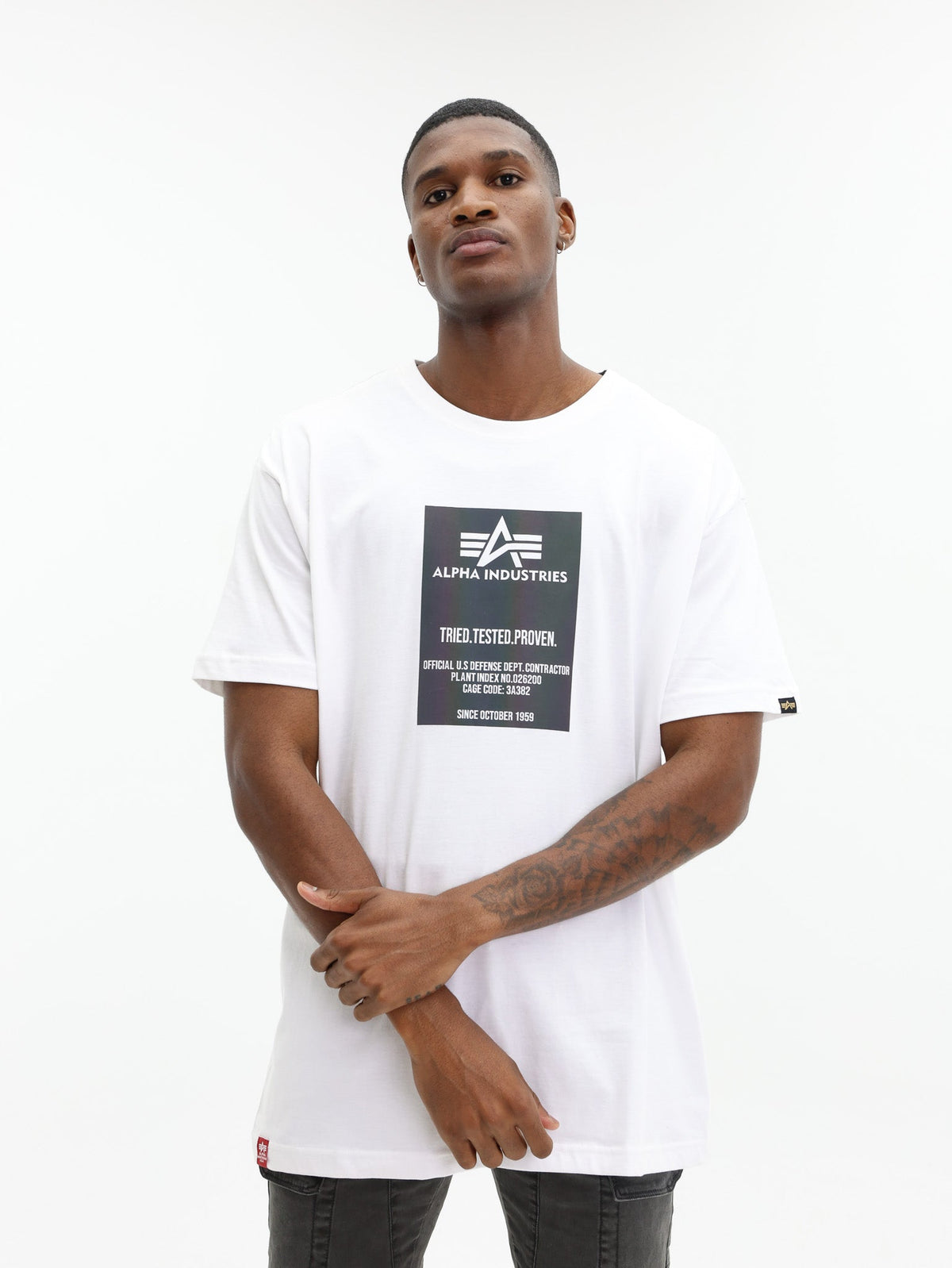 Alpha T-Shirt Block Rainbow White