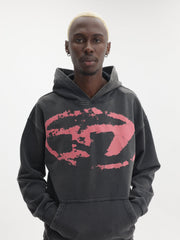 Diesel Sweatshirt Hooded Flocked Oval D Logo Black