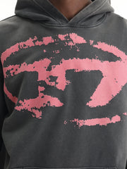 Diesel Sweatshirt Hooded Flocked Oval D Logo Black
