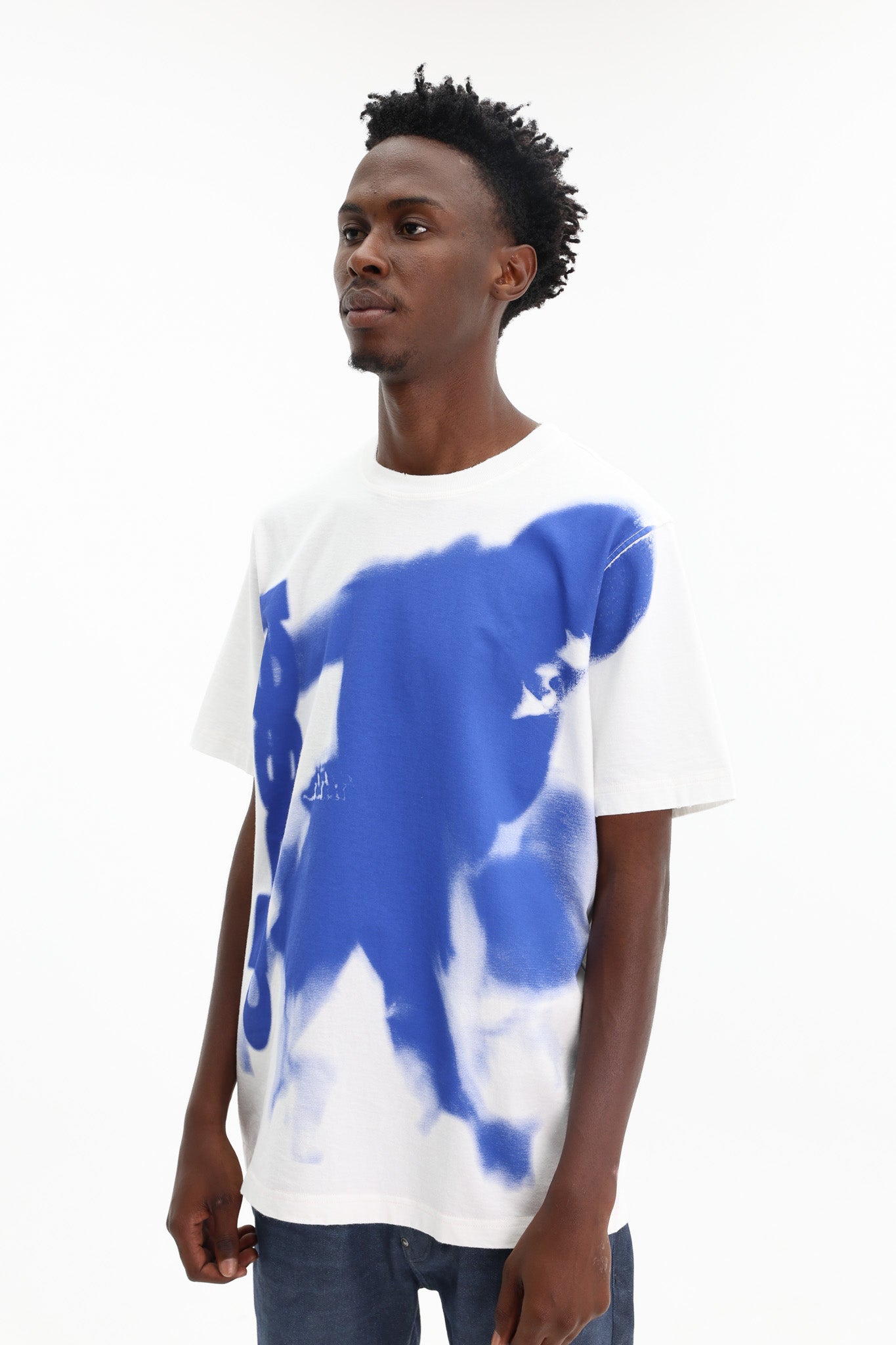 Diesel T-Shirt Knit Logo White-Blue