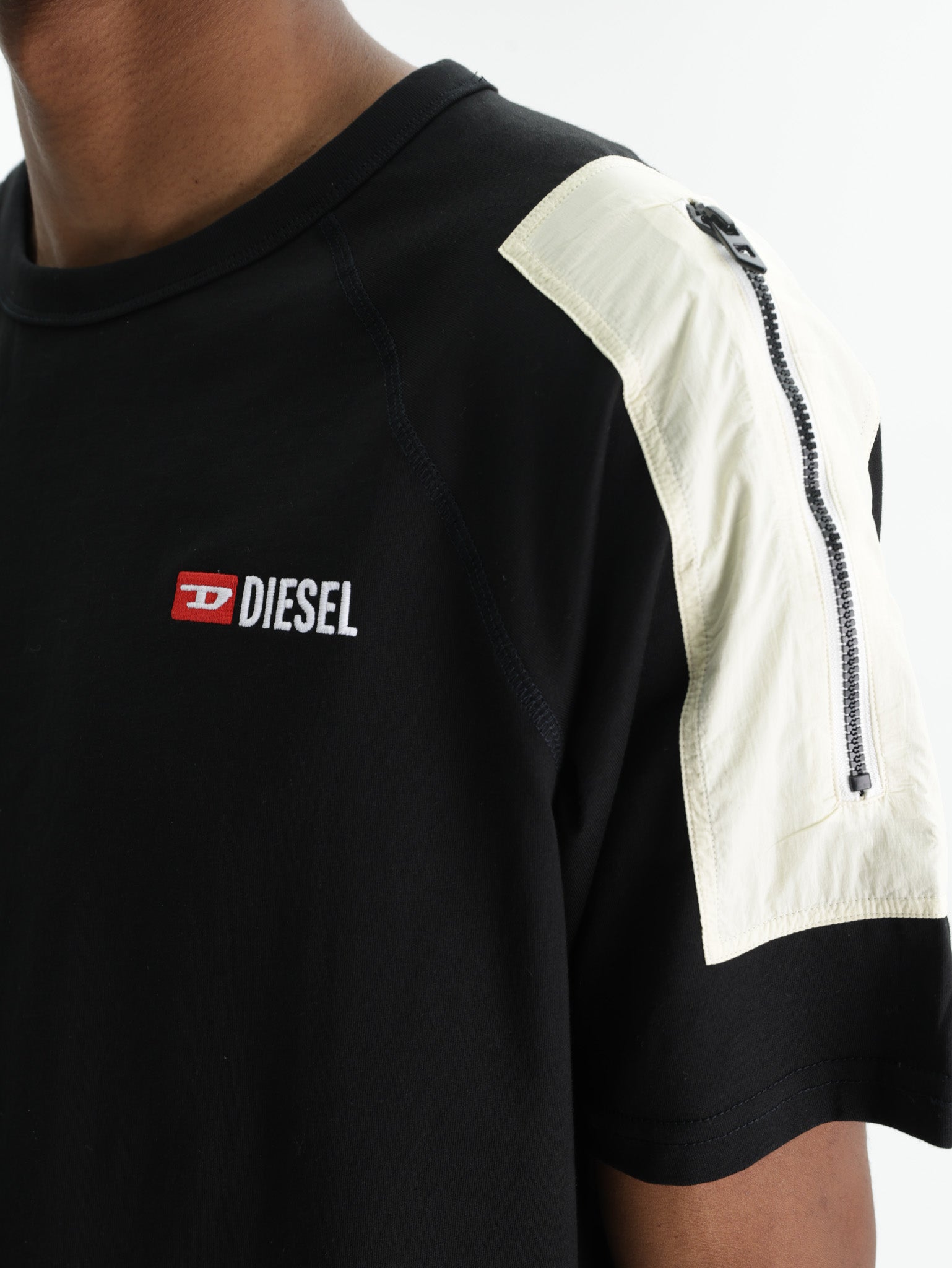 Diesel Crew Tee Fausty Double Sleeve Zip Black