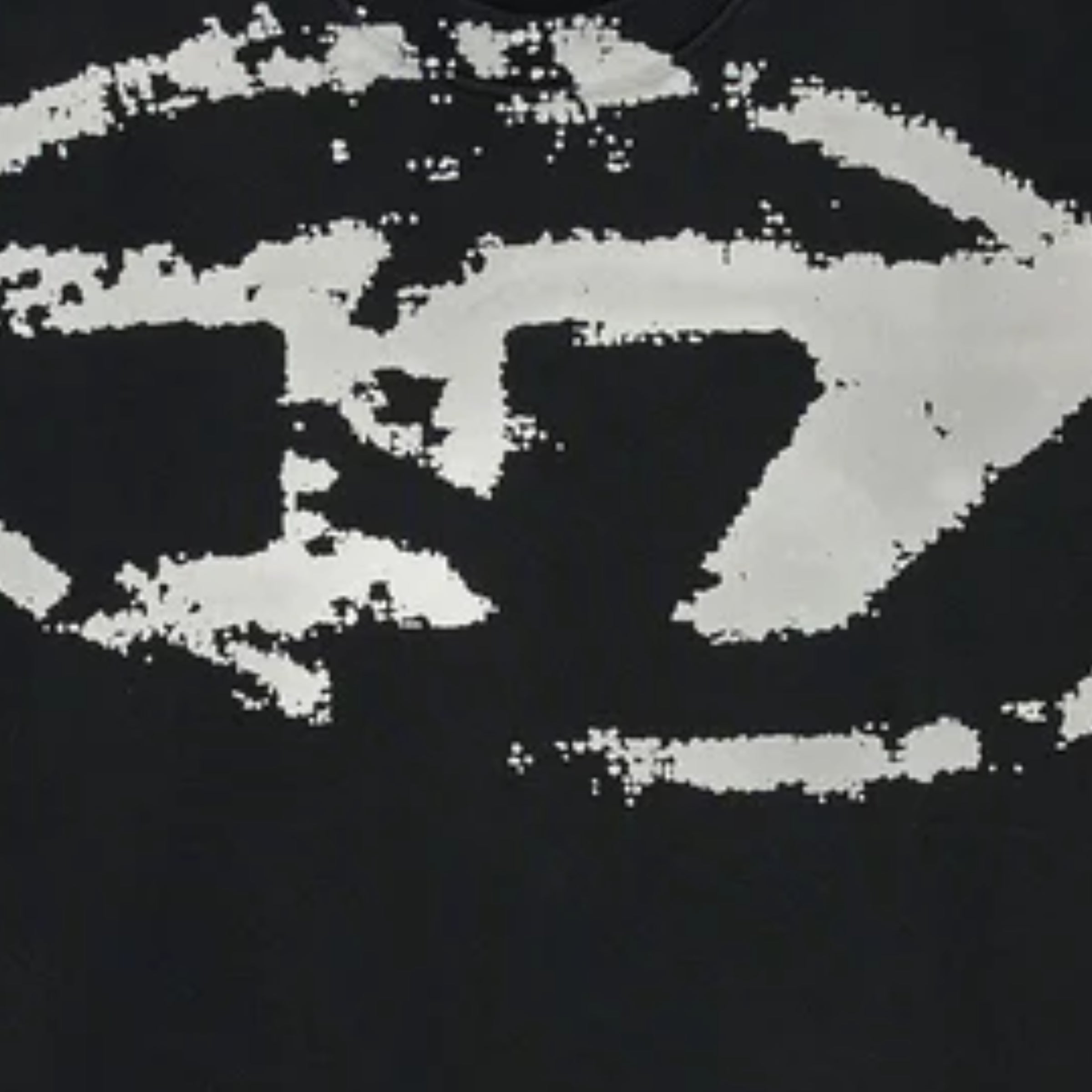 Diesel Sweatshirt Crew Distressed Flocked Logo Black