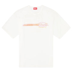 Diesel T-Shirt Flocked Logo Graphics White